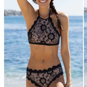 Beachsissi black lace swimsuit. Size Medium. New with tags